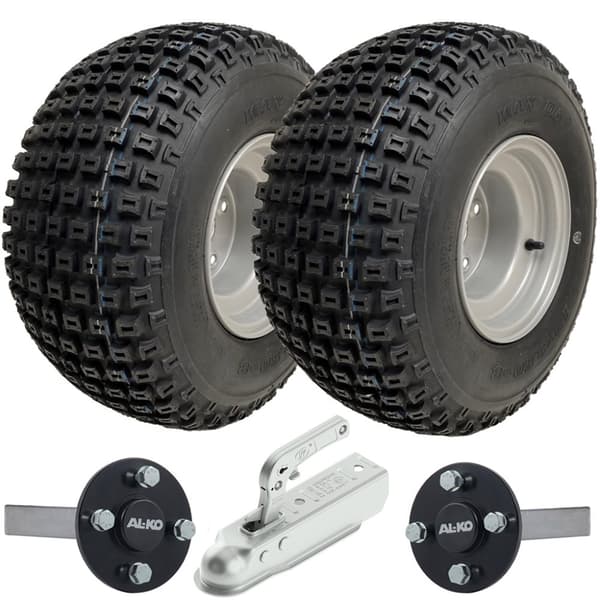 18x9.50-8 ATV Quad Trailer Kit Knobby Wheels ALKO Hub & Stub Axles Hitch 204kgs