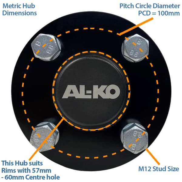 18x9.50-8 ATV Quad Trailer Kit, Knobby Wheels AL-KO Hub & Stub Axles Valettu vetokoukku