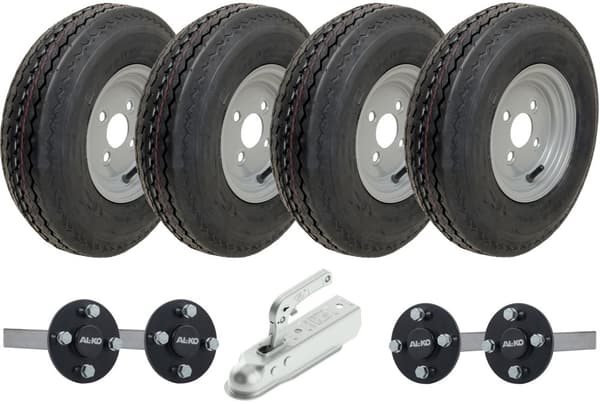 4.80/4.00-8 Twin Axle Trailer Kit High Speed Road Legal Hjul, aksler og anhængertræk