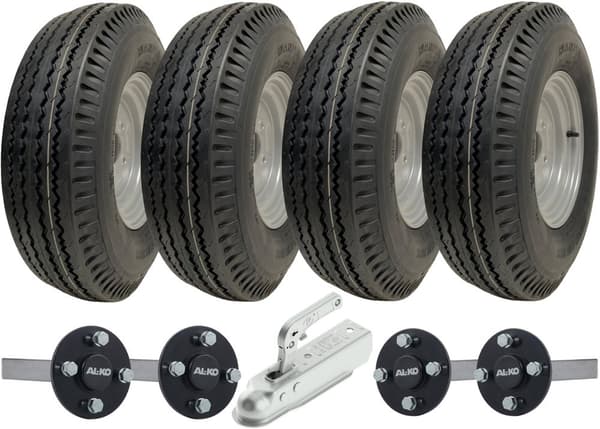 5.00-10 High Speed Twin Axle Trailer Kit Road Legal Hjul, aksler og træk 750 kg