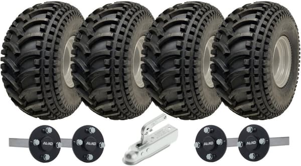 22x11.00-8 Open Centre P308 ATV Trailer Kit Hjul ALKO Aksler & SPP Trækkrog 620 kg