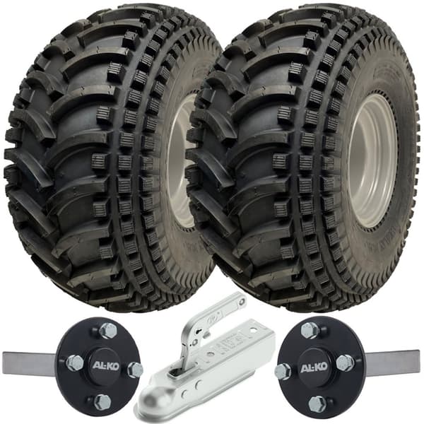 22x11.00-8 Open Centre P308 ATV Trailer Kit Hjul ALKO Aksler & SPP Trækkrog 310 kg