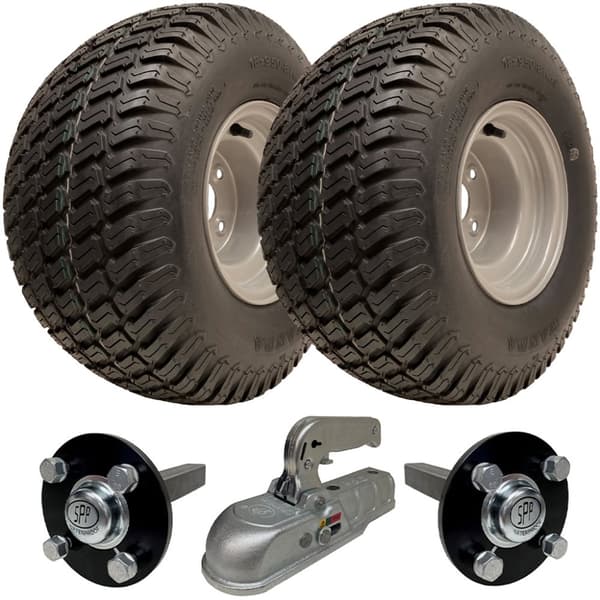 18x9.50-8 ATV Trailer Kit P332 Grass Wheels 35x35mm Stub Axles Cast Hitch 750kgs