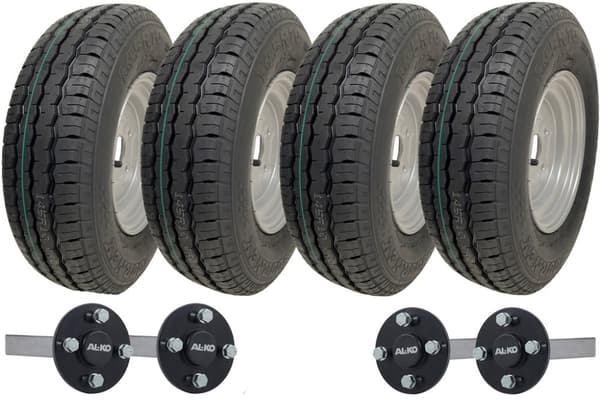 145R10 Twin Axle Trailer Kit High Speed Road Legal Wheels ALKO Hub & Stub Axles