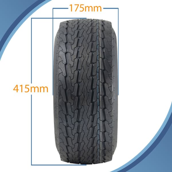 16.5x6.50-8 perävaunun renkaat Pyöräkokoonpano 100mm PCD Road Legal 355kgs (3 kpl)