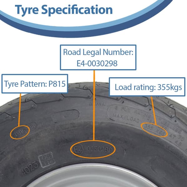 16.5x6.50-8 perävaunun renkaat Pyöräkokoonpano 100mm PCD Road Legal 355kgs (3 kpl)