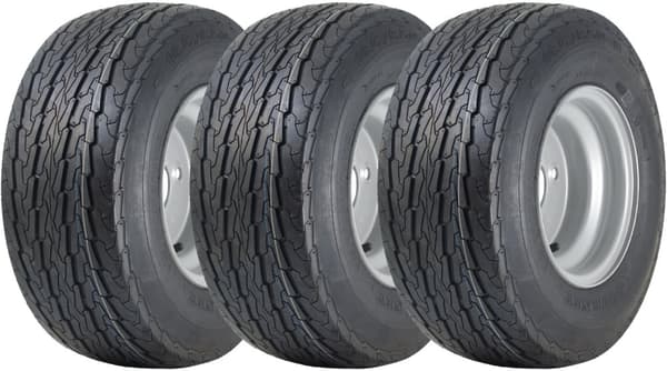 16.5x6.50-8 perävaunun renkaat Pyöräkokoonpano 100mm PCD Road Legal 355kgs (3 kpl)