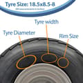 Pikkukuva 5 / 9: 18.5x8.50-8 perävaunun rengas, pyörä 100mm PCD Wanda Road Legal 425kg kuormitus (3 kpl)