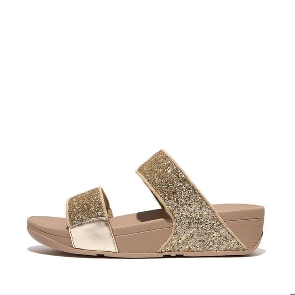 Mules med kilklack - FitFlop - Lulu Slide - Svart - Microwobbleboard-sulor - Glittrande paljetter