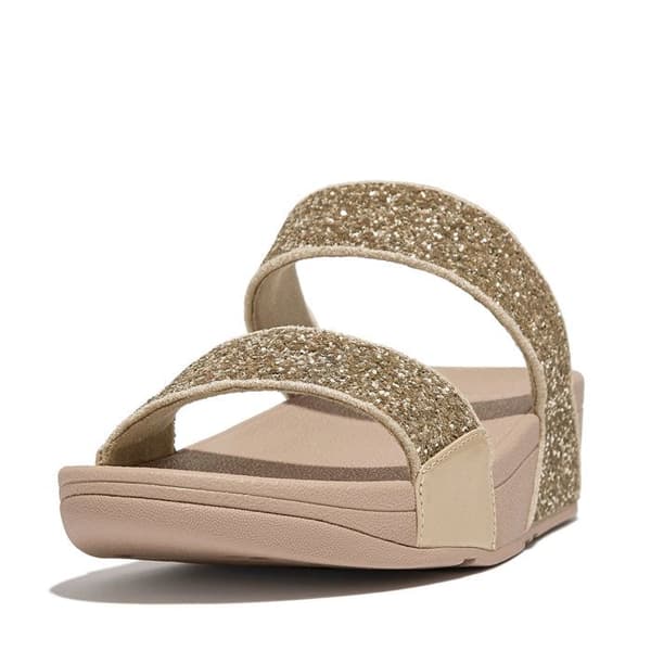 Mules med kilklack - FitFlop - Lulu Slide - Svart - Microwobbleboard-sulor - Glittrande paljetter