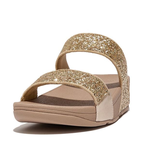 Mules med kilklack - FitFlop - Lulu Slide - Svart - Microwobbleboard-sulor - Glittrande paljetter