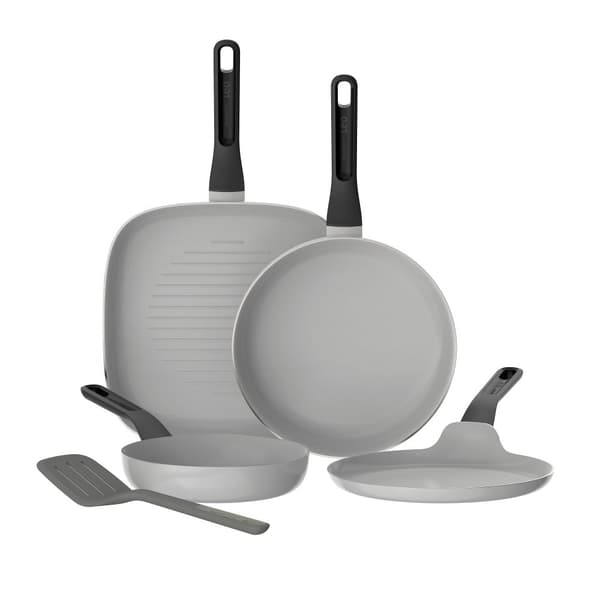 BergHOFF 4-delars stekpanneset Uqonic Downdraft-serien med 20/24/26 cm pannor + pannkakspanna & gratis stekspade.