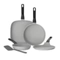 Miniatyrbillede 1 af 2: BergHOFF 4-delt stegepandest  Uqonic Downdraft-serien med 20/24/26 cm pander + pandekagepande & gratis paletkniv