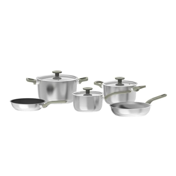 BergHOFF 6-delt Grydest - Uqonic Downdraft-serien med lyse hndtag og glaslg