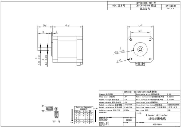 Stegmotor Nema 17, Fri frakt, 78Oz-in