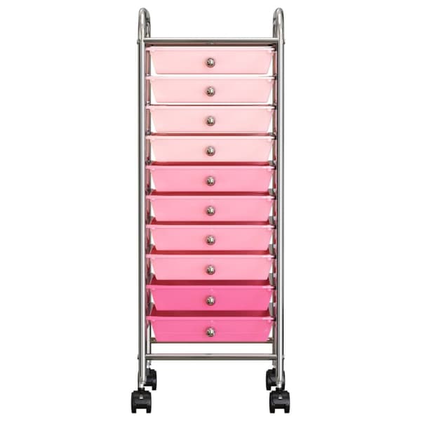 10 laatikon liikkuva säilytysvaunu ombre pinkki muovi