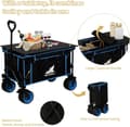 Miniatyrbild 8 av 9: Rootz hopfällbar handvagn med bordsskiva - Bärbar nyttovagn - Utomhusvagn - Mångsidig 2-i-1-design - Terränghjul - Hållbar konstruktion - Utfälld: 92
