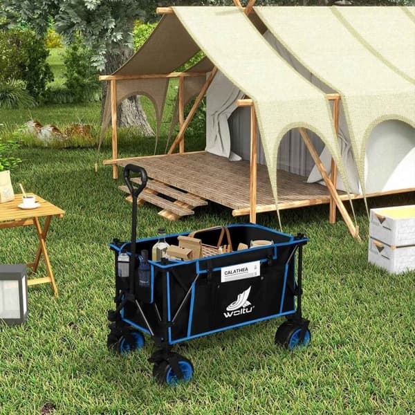 Rootz hopfällbar handvagn med bordsskiva - Bärbar nyttovagn - Utomhusvagn - Mångsidig 2-i-1-design - Terränghjul - Hållbar konstruktion - Utfälld: 92