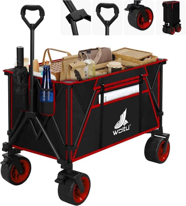 Rootz Ultimate Foldbar Håndvogn - Utility Trolley - Bærbar Vogn - Terrænhjul, Kraftig, Ubesværet Bærbar - 106 cm x 105 cm x 54 cm Udfoldet; 47,5 cm x