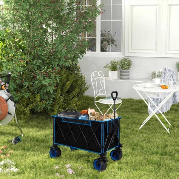 Rootz Ultimate Foldable Handcart - Utility Wagon - Hopfällbar vagn - Hög lastkapacitet - Terränghjul - Hållbar design - 106cm x 105cm x 54cm Utfälld;