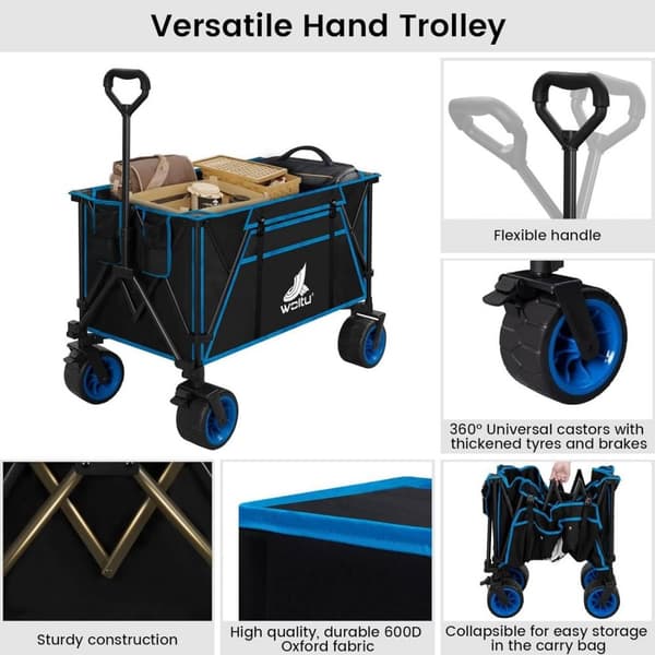 Rootz Ultimate Foldable Handcart - Utility Wagon - Hopfällbar vagn - Hög lastkapacitet - Terränghjul - Hållbar design - 106cm x 105cm x 54cm Utfälld;
