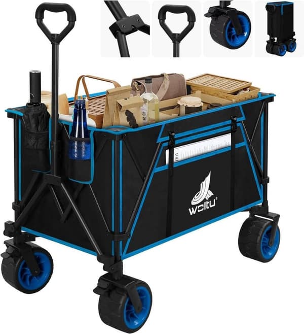 Rootz Ultimate -taitettava käsikärry - Utility Wagon - Kokoontaitettava kärry - Suuri kantavuus - Maastopyörät - Kestävä muotoilu - 106 cm x 105 cm x