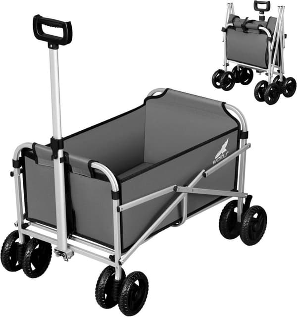 Taitettava Rootz-käsikärry - Utility Wagon - Ulkokäyttöön tarkoitettu vaunu - Kompakti ja kannettava, maastopyörät, suuri kantavuus - 86 cm x 93 cm x
