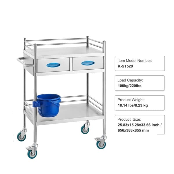 Rullande Labb Vagn, 2-3 Hyllor, 220 lbs Kapacitet,K-ST529