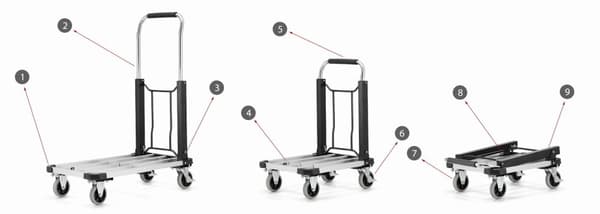 Transportvagn - 71x41cm - hopfällbar - upp till 150 kg - aluminium