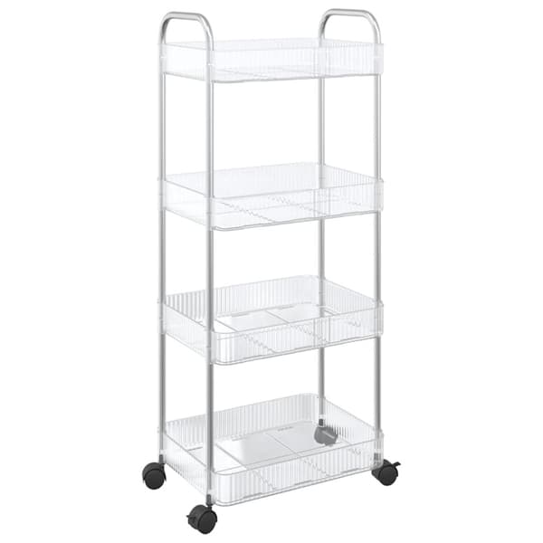 opbevaringsvogn i 4 niveauer transparent 37x28x95 cm akryl