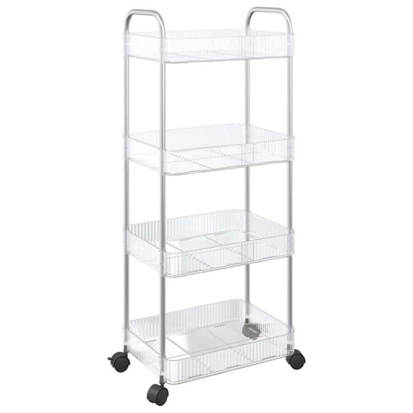 opbevaringsvogn i 4 niveauer transparent 37x28x95 cm akryl