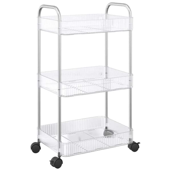 opbevaringsvogn i 3 niveauer transparent 37x28x68 cm akryl