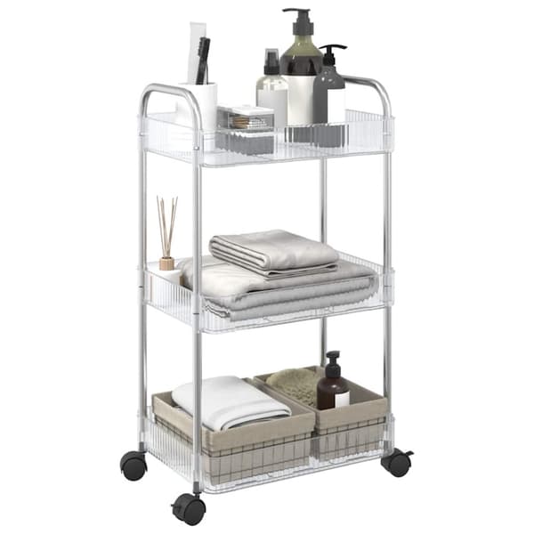 opbevaringsvogn i 3 niveauer transparent 37x28x68 cm akryl
