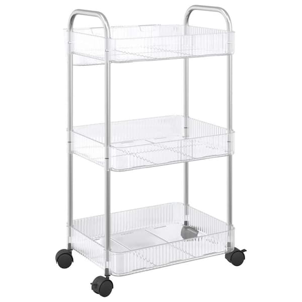 opbevaringsvogn i 3 niveauer transparent 37x28x68 cm akryl