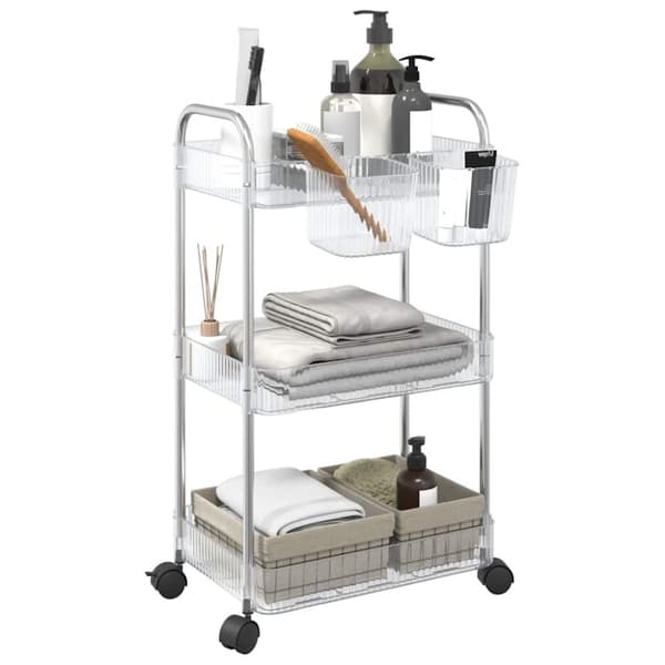 opbevaringsvogn i 3 niveauer transparent 37x28x68 cm akryl