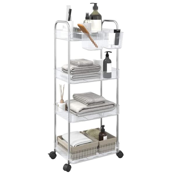 opbevaringsvogn i 4 niveauer transparent 37x28x68 cm akryl
