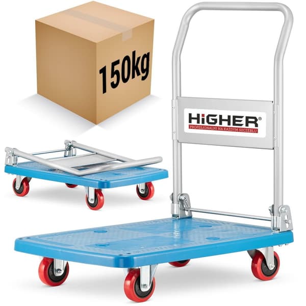 HIGHER®️ Hopfällbar Transportvagn - 150kg Kapacitet, 4-hjuls verktygsvagn för DIY & Trädgård