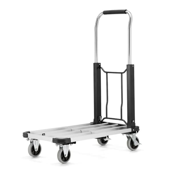 HIGHER® Lättvikts aluminium vagn - 150kg kapacitet, teleskopisk plattform, PU-hjul - Perfekt för DIY & hemma