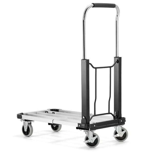 HIGHER® Lättvikts aluminium vagn - 150kg kapacitet, teleskopisk plattform, PU-hjul - Perfekt för DIY & hemma