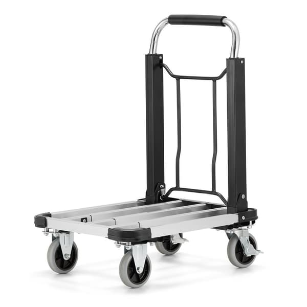 HIGHER® Lättvikts aluminium vagn - 150kg kapacitet, teleskopisk plattform, PU-hjul - Perfekt för DIY & hemma