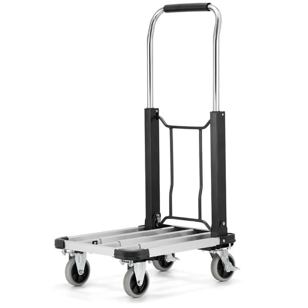HIGHER® Lättvikts aluminium vagn - 150kg kapacitet, teleskopisk plattform, PU-hjul - Perfekt för DIY & hemma