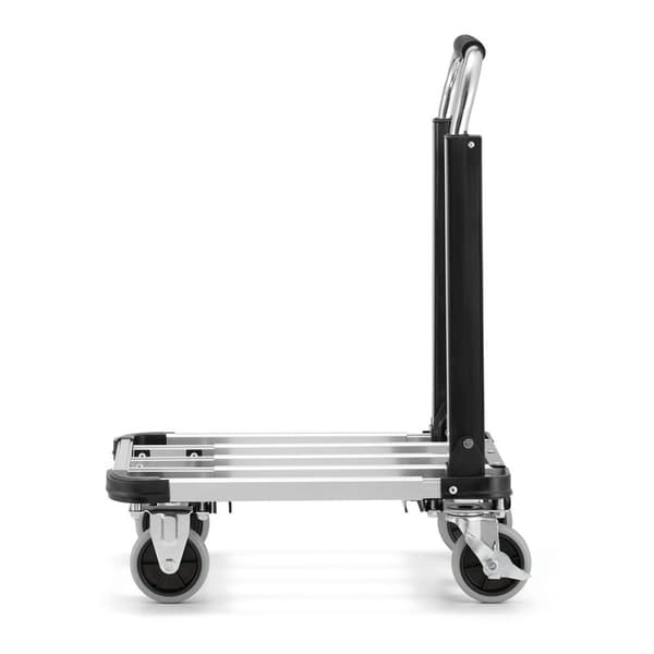 HIGHER® Lättvikts aluminium vagn - 150kg kapacitet, teleskopisk plattform, PU-hjul - Perfekt för DIY & hemma