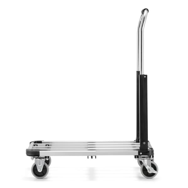 HIGHER® Lättvikts aluminium vagn - 150kg kapacitet, teleskopisk plattform, PU-hjul - Perfekt för DIY & hemma