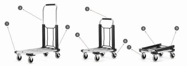 HIGHER® Lättvikts aluminium vagn - 150kg kapacitet, teleskopisk plattform, PU-hjul - Perfekt för DIY & hemma