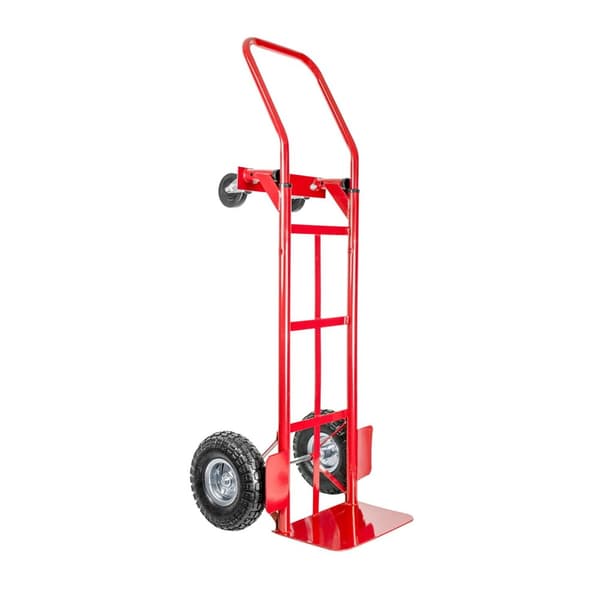 Punainen 2-in-1 Käsikärry & Kuljetuskärry, 250kg Kantavuus, Säädettävä Kahva, Vankat Pyörät