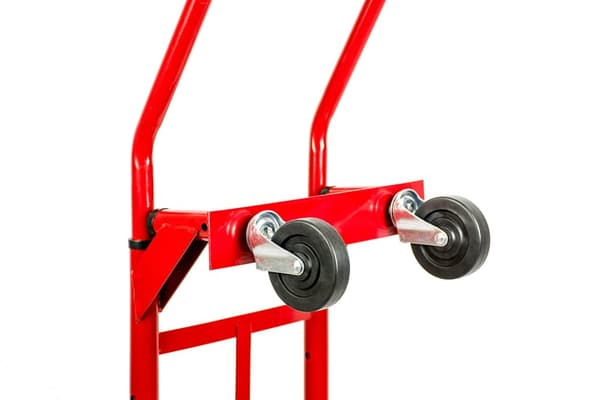 Professionell Röd 2-i-1 Handtruck & Transportvagn, 250kg Kapacitet, Förstärkt Ram & Grepphjul för Lager & Byggarbetsplatser