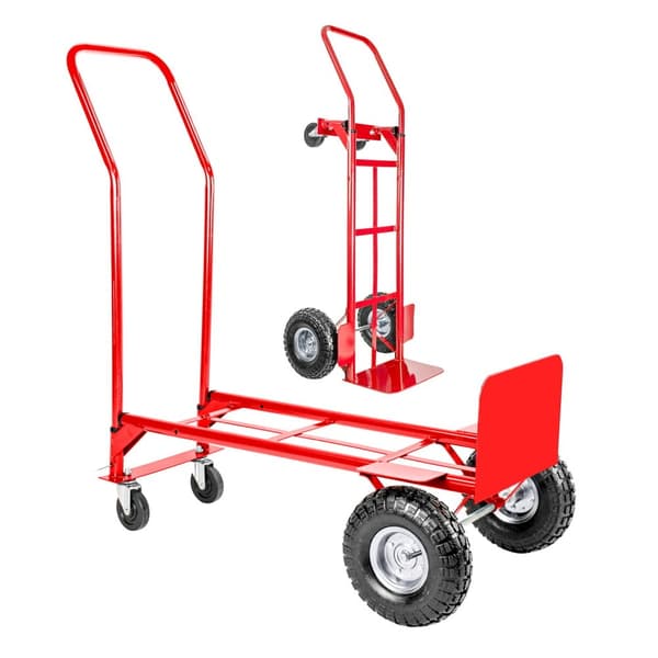 Punainen 2-in-1 Käsikärry & Kuljetusvaunu, 250kg Kapasiteetti, Logistiikkaan ja Kuljetustehoon
