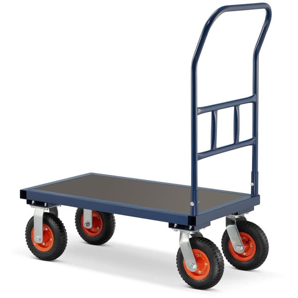 HIGHER CargoMaster 640 kg Blå & Sort Stålplatformsvogn med Luftdæk