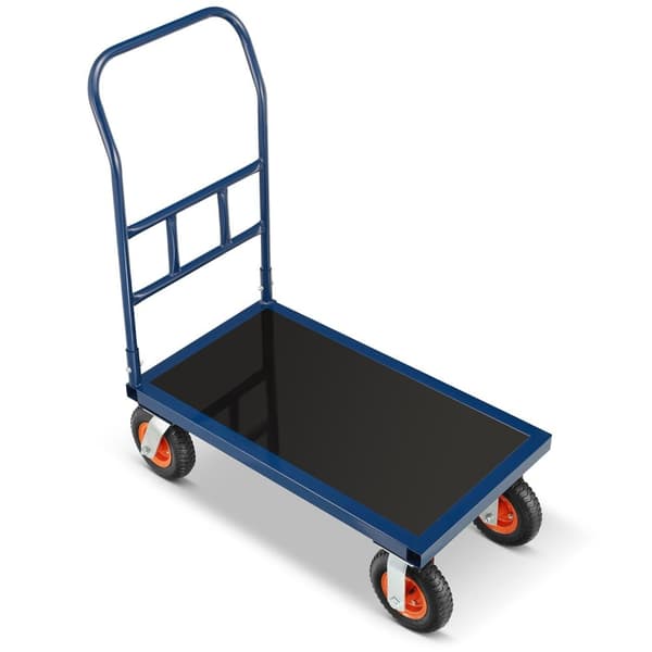 HIGHER CargoMaster 640 kg Tavaravaunu - Raskasrakenteinen teräs, taitettava kahva, 90x50 cm alusta - Ihanteellinen DIY:hen ja kotikäyttöön