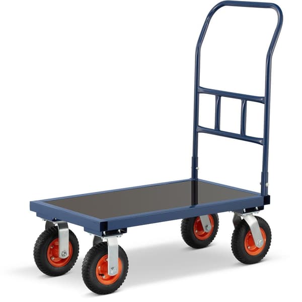 HIGHER CargoMaster 640 kg Tavaravaunu - Raskasrakenteinen teräs, taitettava kahva, 90x50 cm alusta - Ihanteellinen DIY:hen ja kotikäyttöön